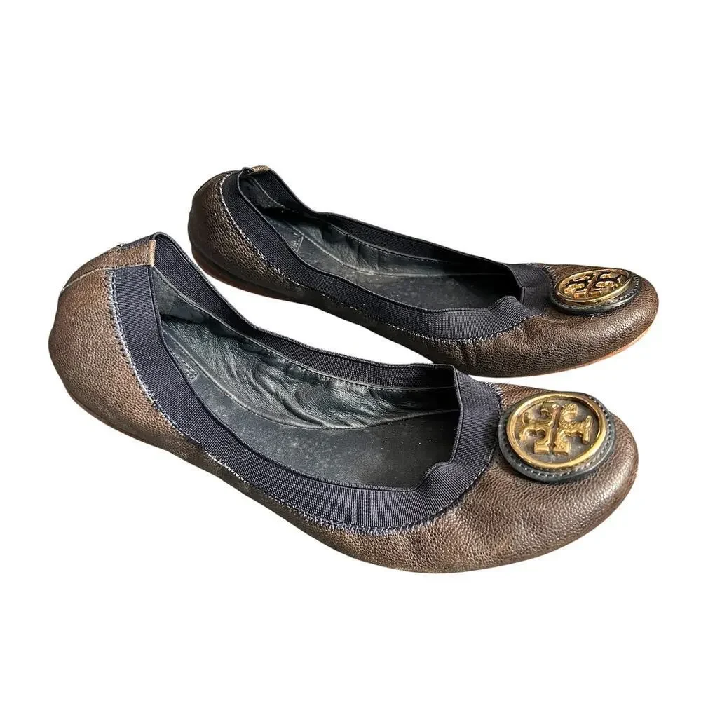 Tory Burch Leather Ballerina Flats Womens 7.5 School College Academia Workwear